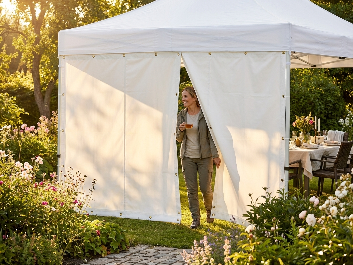 White PVC Endwall for Outdoor Gazebos - view 3