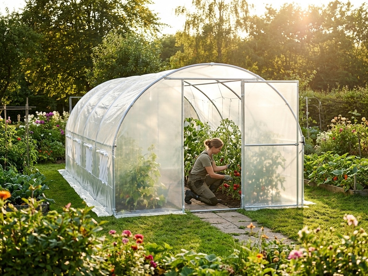 Transparent Polytunnel Greenhouse 4x6.6m with Galvanised Steel Frame - view 3