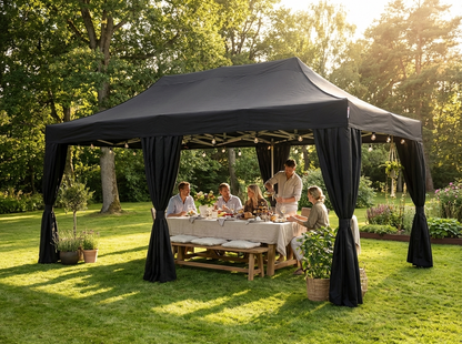 Black pop-up gazebo 3x6m with aluminium frame for outdoor use - view 3