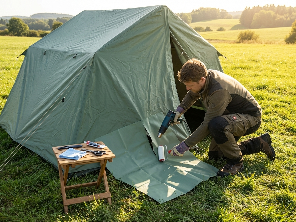Green PVC repair material for storage tent, 1x1 metre - view 3
