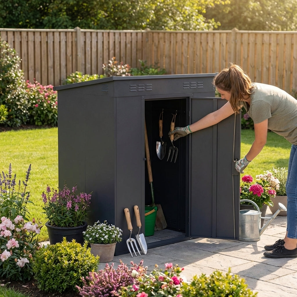 Anthracite garden shed in cold rolled steel for outdoor storage - product detail