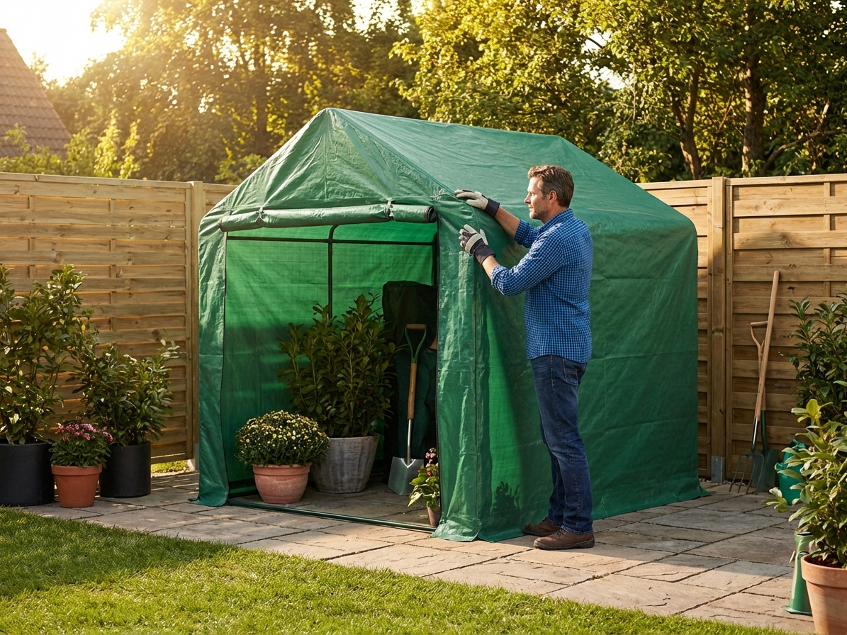 Green polyethylene roof cover for 2.4x2.4m storage tent - view 3