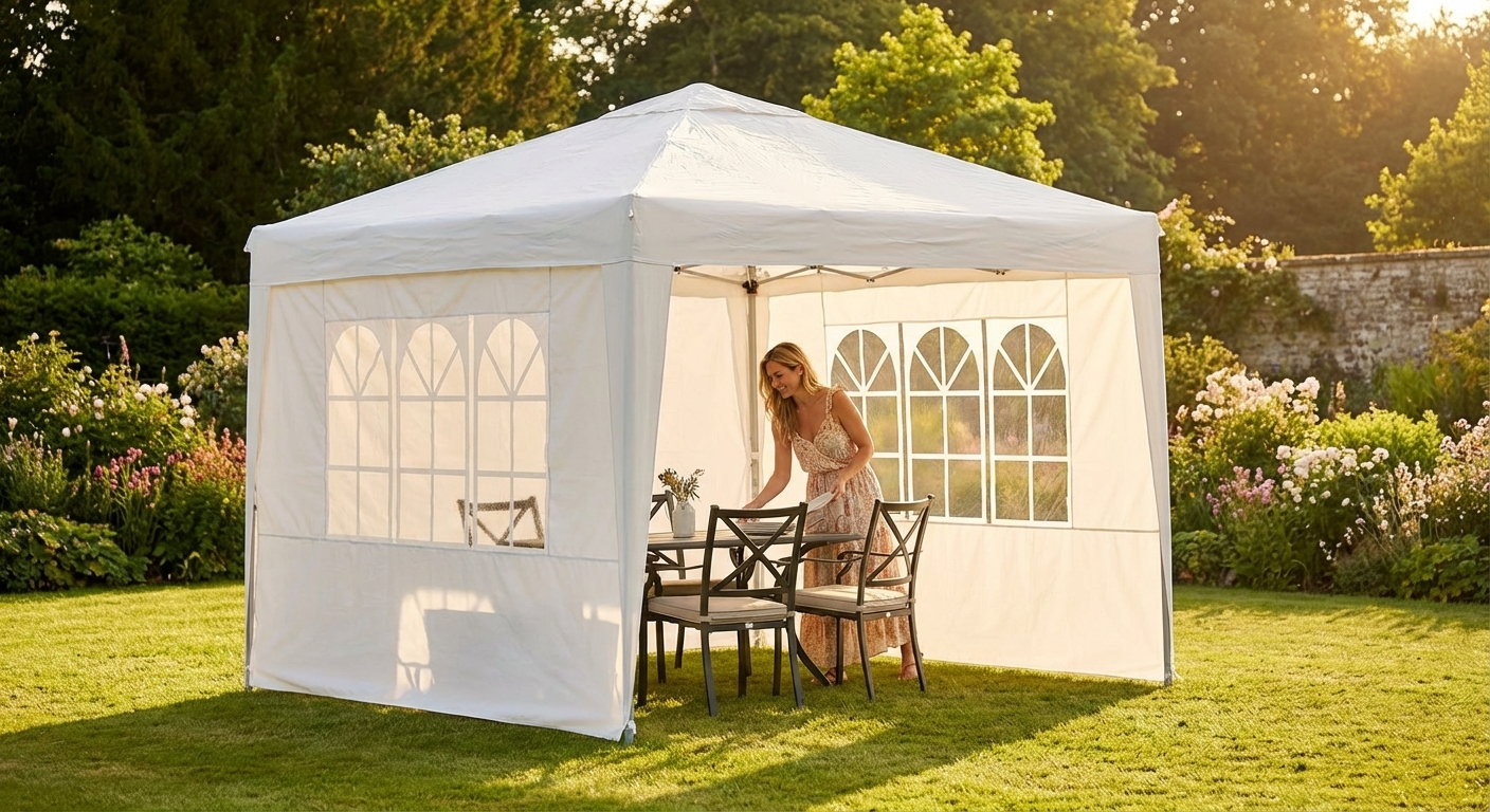 White pop-up gazebo with aluminium frame for outdoor events - view 3