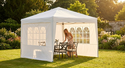 White pop-up gazebo with aluminium frame for outdoor events - view 3