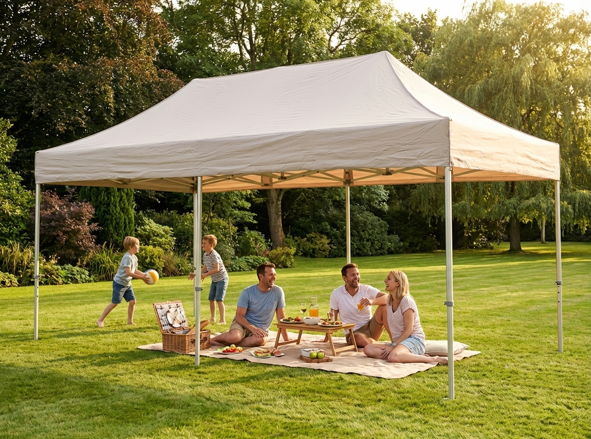 Pop up gazebo 3x6 m latte with steel frame for outdoor events