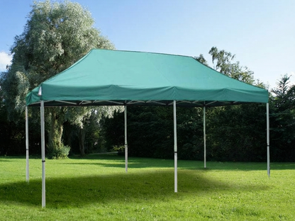 Green pop-up gazebo with aluminium frame for outdoor use