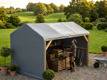 Storage Shelter Roof Cover 7x7m Grey PVC for Outdoor Use - view 3
