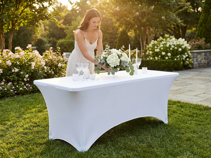 White stretch table cover for event decor - view 3