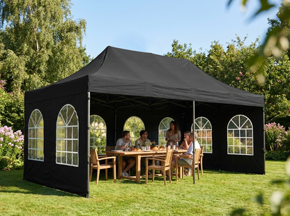 Black pop up gazebo with steel frame for outdoor events - view 3