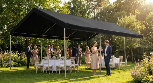 Black marquee roof cover made of PVC/polyester, size 3x6 metres