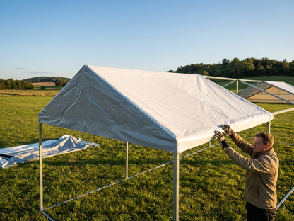 White and grey PVC roof cover end section for Semi Pro CombiTents - view 3