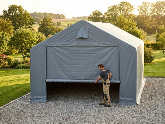 Grey Storage Shelter Endwall/Door made of Polyethylene