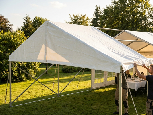 PVC roof cover end section, 7x4m white, for outdoor events - product detail