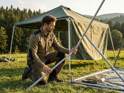 Galvanised steel pipe for industrial storage tent support