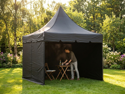 Pop up gazebo 3x3m in black with aluminium frame for outdoor events - product detail