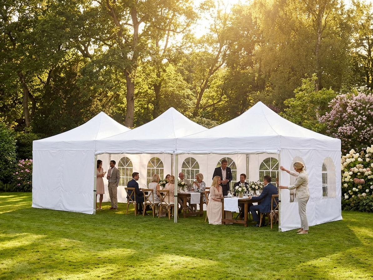 Steel pop up gazebo in white, 12x6 m for outdoor events - view 3