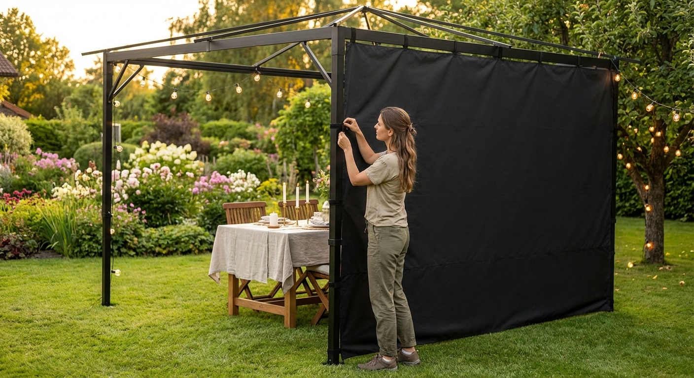 Black sidewall for FleXtents, 4m, polyester with PVC backing