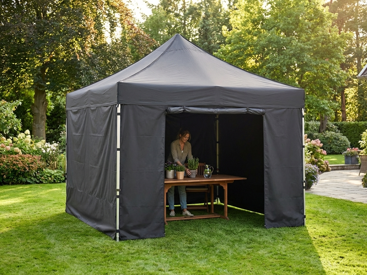 Black pop up gazebo with aluminium frame, perfect for outdoor events - product detail