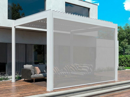 Electric sidewall screen for pergola in white and light grey - product detail