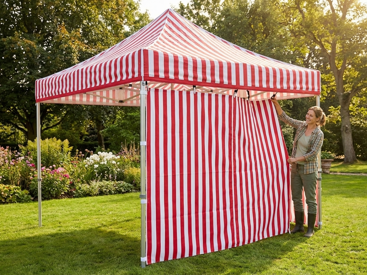 Polyester sidewall 4m white/red for event tents - product detail