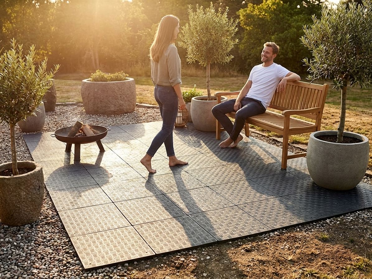 Anthracite recycled PE flooring for commercial spaces - view 3