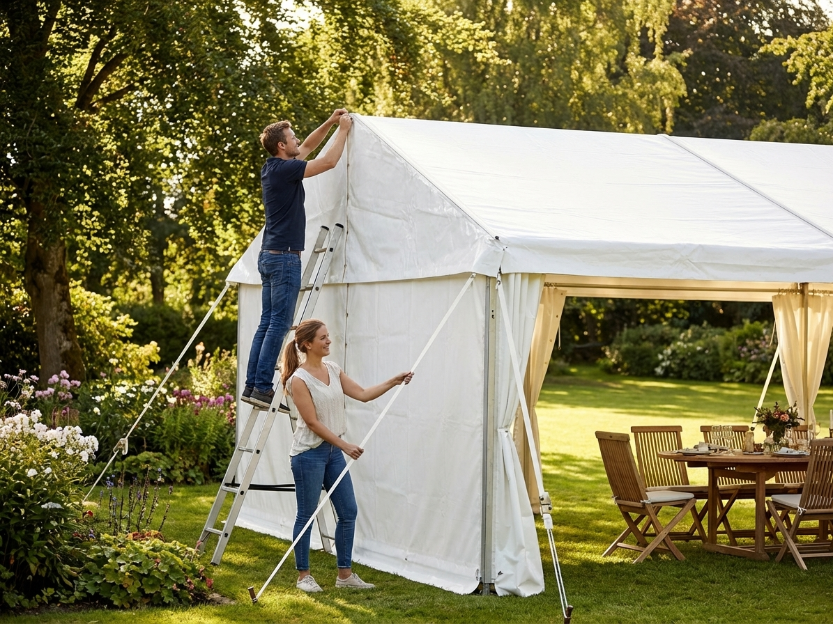 PVC roof cover end section 6x4m white for outdoor events - view 3