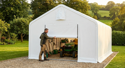 PVC storage shelter end wall in white, suitable for industrial use - product detail