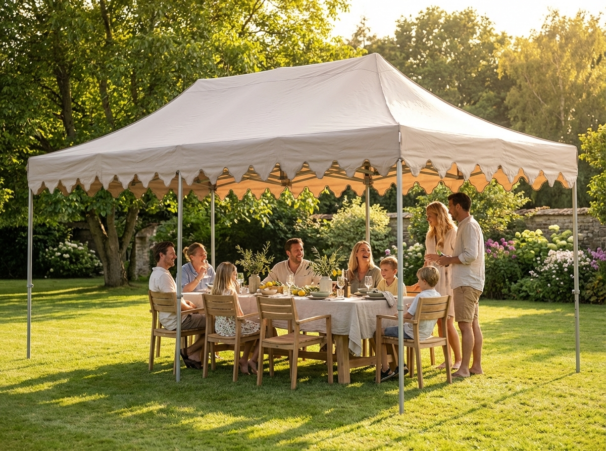 Pop up gazebo 3x6 metres in latte colour with aluminium frame - view 3