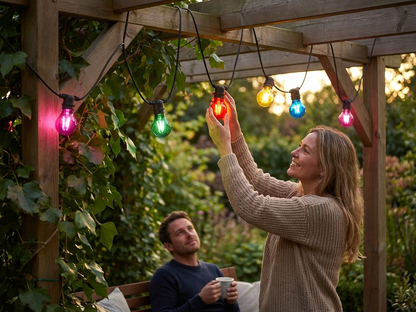 Multicoloured LED fairy lights, 4.5 metres in length, glass material - view 3