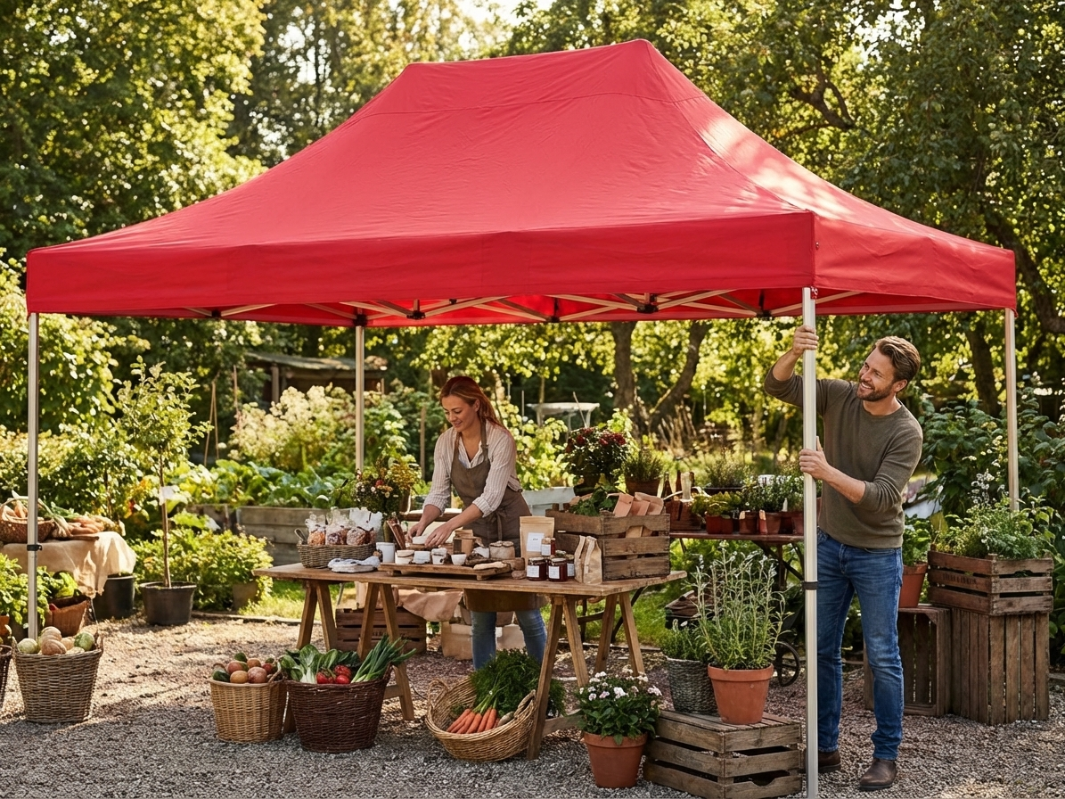 Red gazebo roof cover 4x8 m for outdoor events - view 3