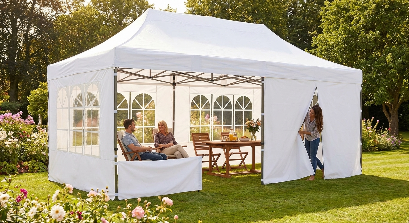 White pop-up gazebo sidewall kit for outdoor events - product detail