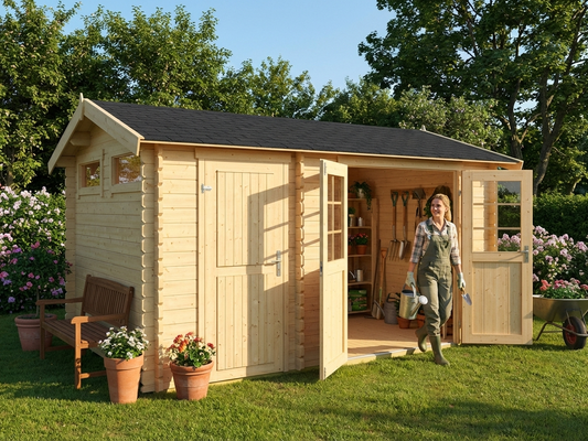 Wooden Garden Shed in Natural Colour made from Nordic Spruce