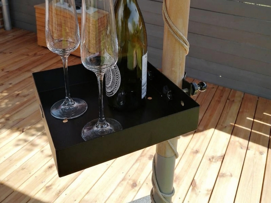 Black parasol table 25x25 cm, powder coated steel for outdoor use