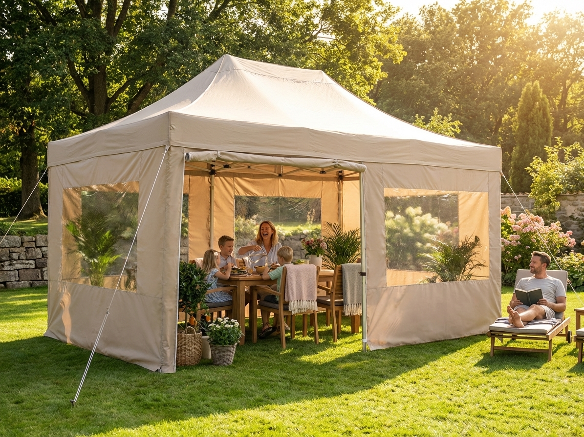 Pop Up Gazebo 4x6m Latte with Aluminium Frame - view 3