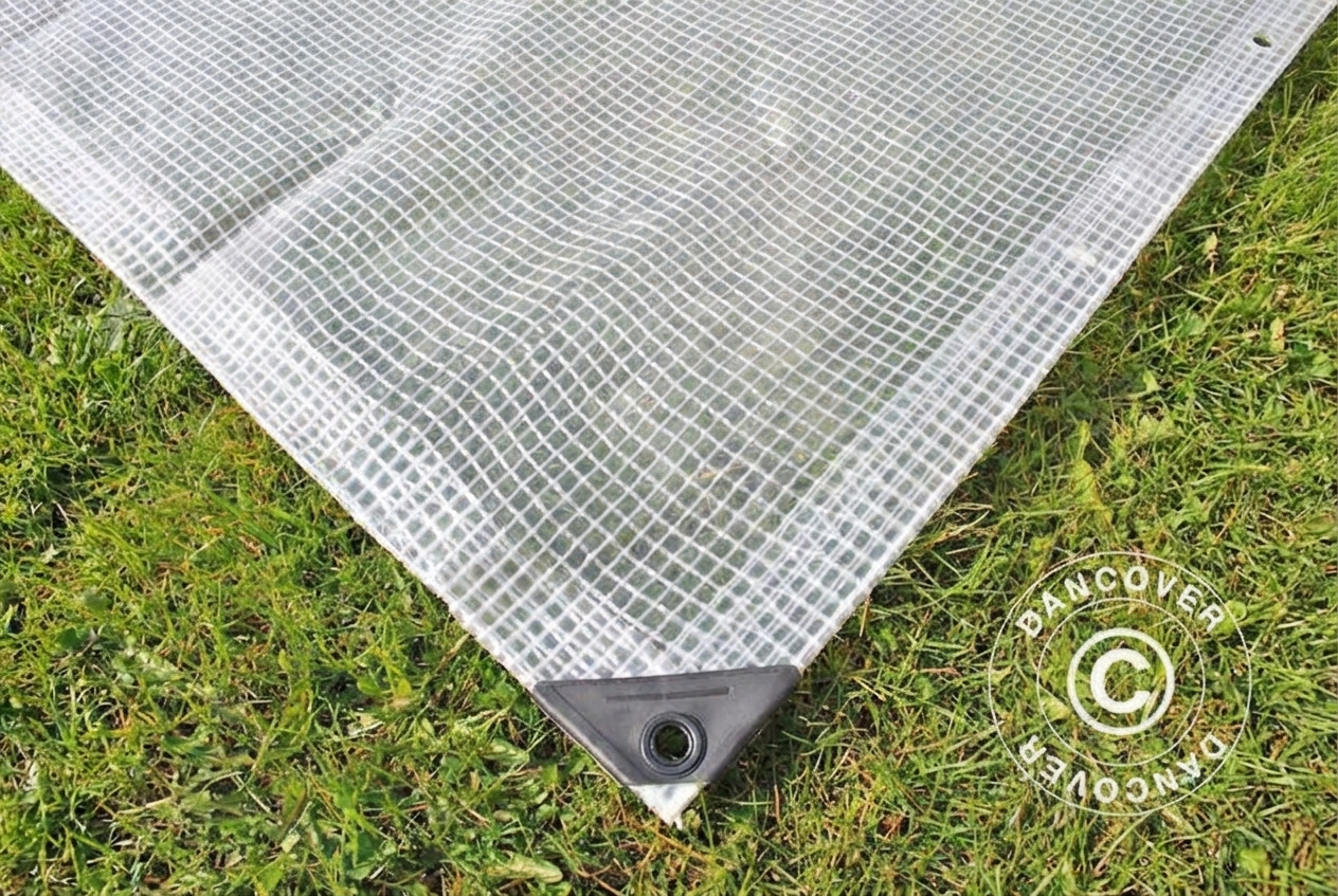 Clear tarpaulin 10x14m reinforced PE for outdoor use
