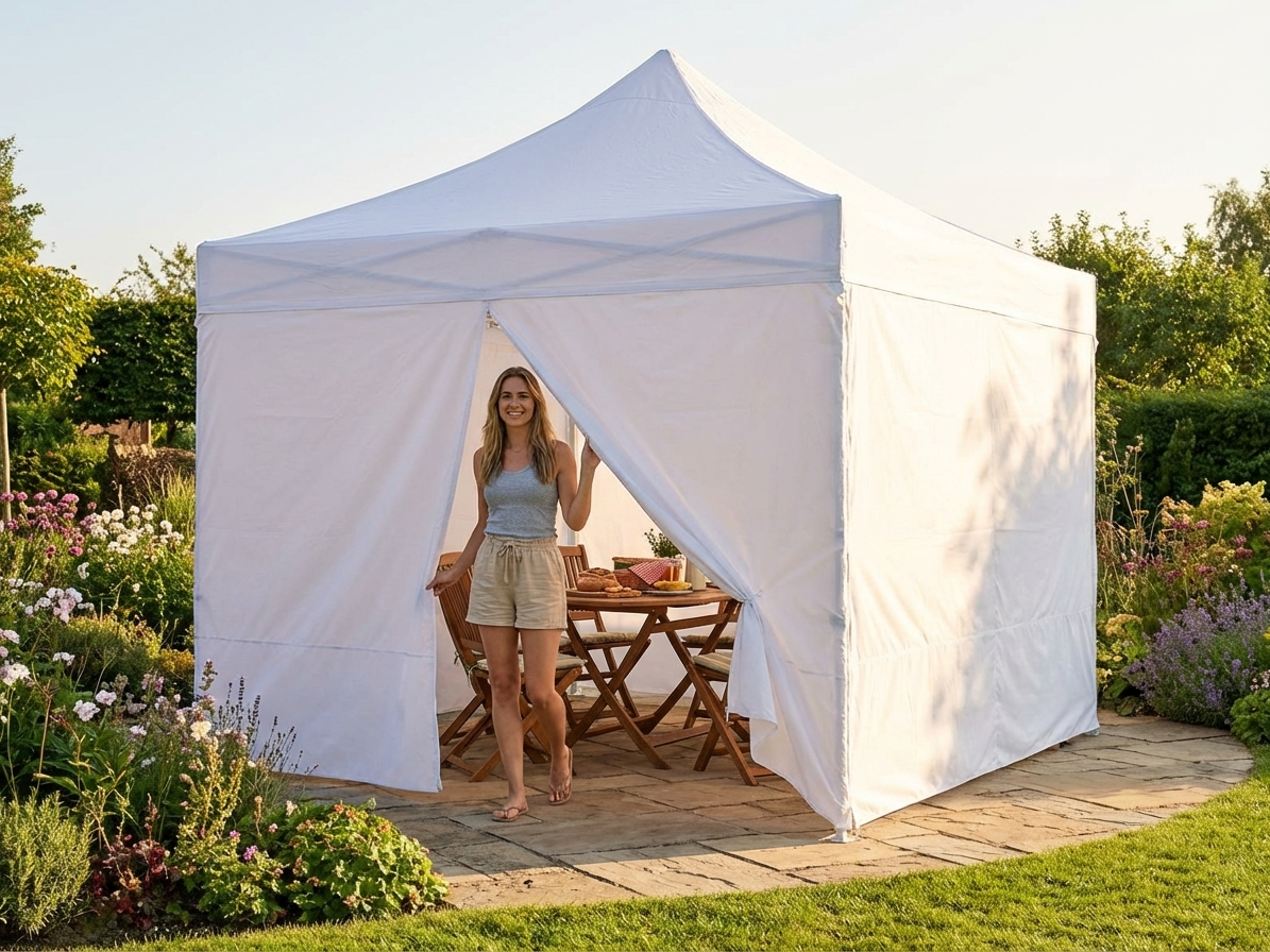 White gazebo sidewall kit 4x4m, flame retardant and waterproof