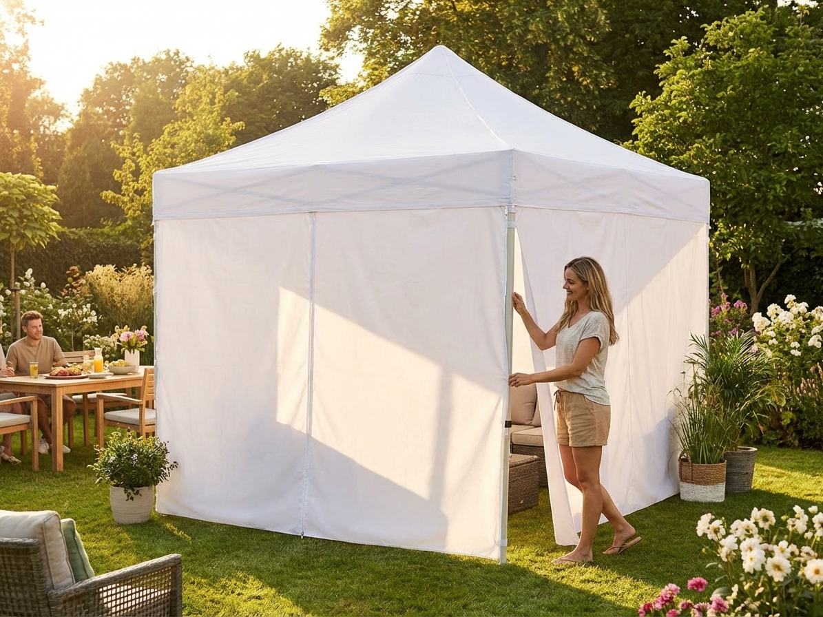 White sidewall kit for 3.5x3.5m gazebo made from polyester PVC - product detail