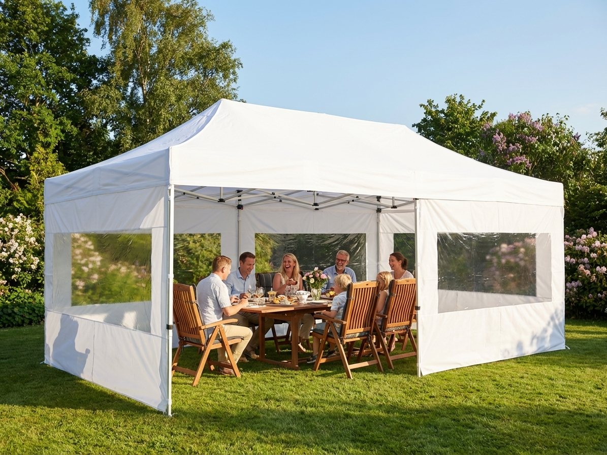 White pop up gazebo 4x8 m with aluminium frame - product detail