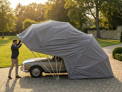 Folding garage in grey, made from durable Oxford material - product detail