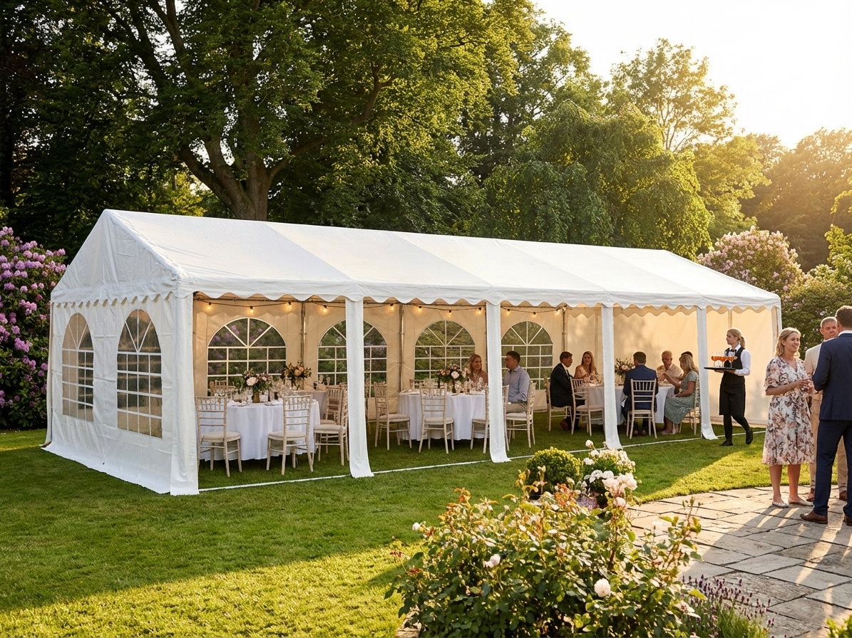White marquee tent 4x10 m for outdoor events - view 3