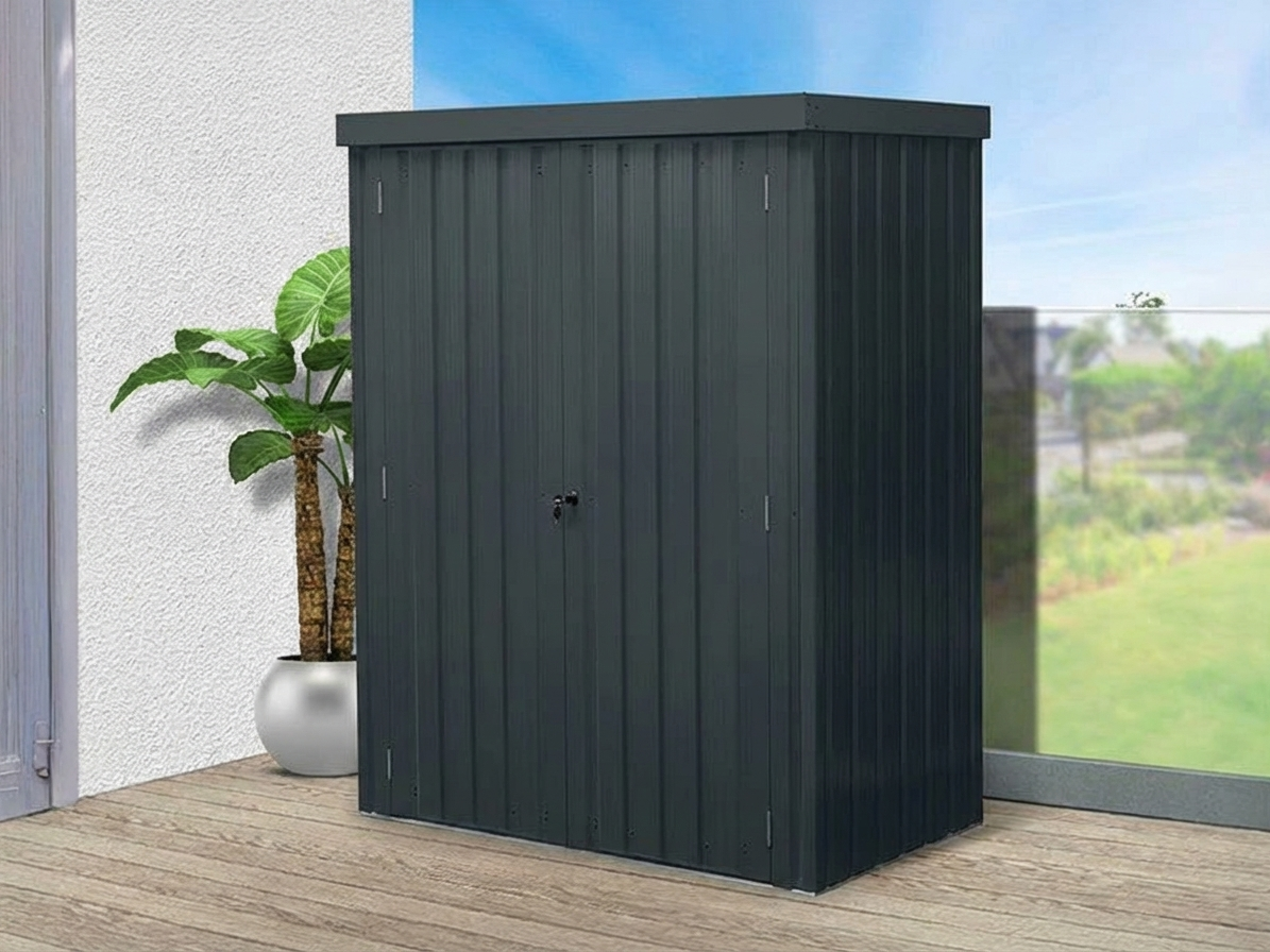Steel garden shed in anthracite, ideal for outdoor storage - product detail