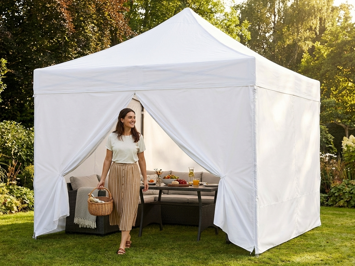 White pop-up gazebo sidewall kit 4x4m for outdoor use - view 3