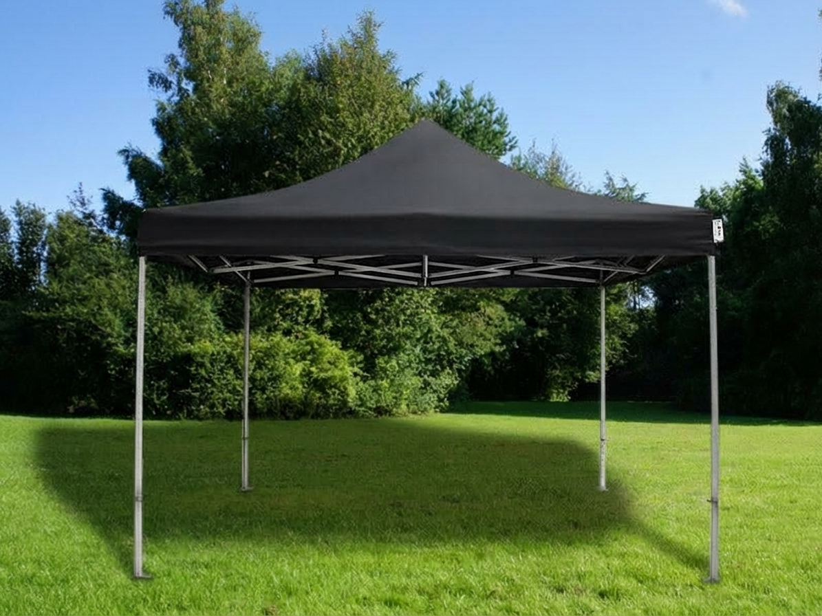 Black pop up gazebo 4x4 m with aluminium frame for outdoor use