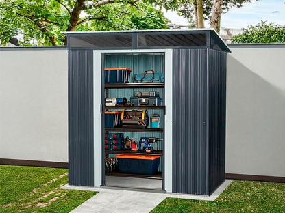 Garden Shed in Anthracite and White with Galvanised Steel Construction
