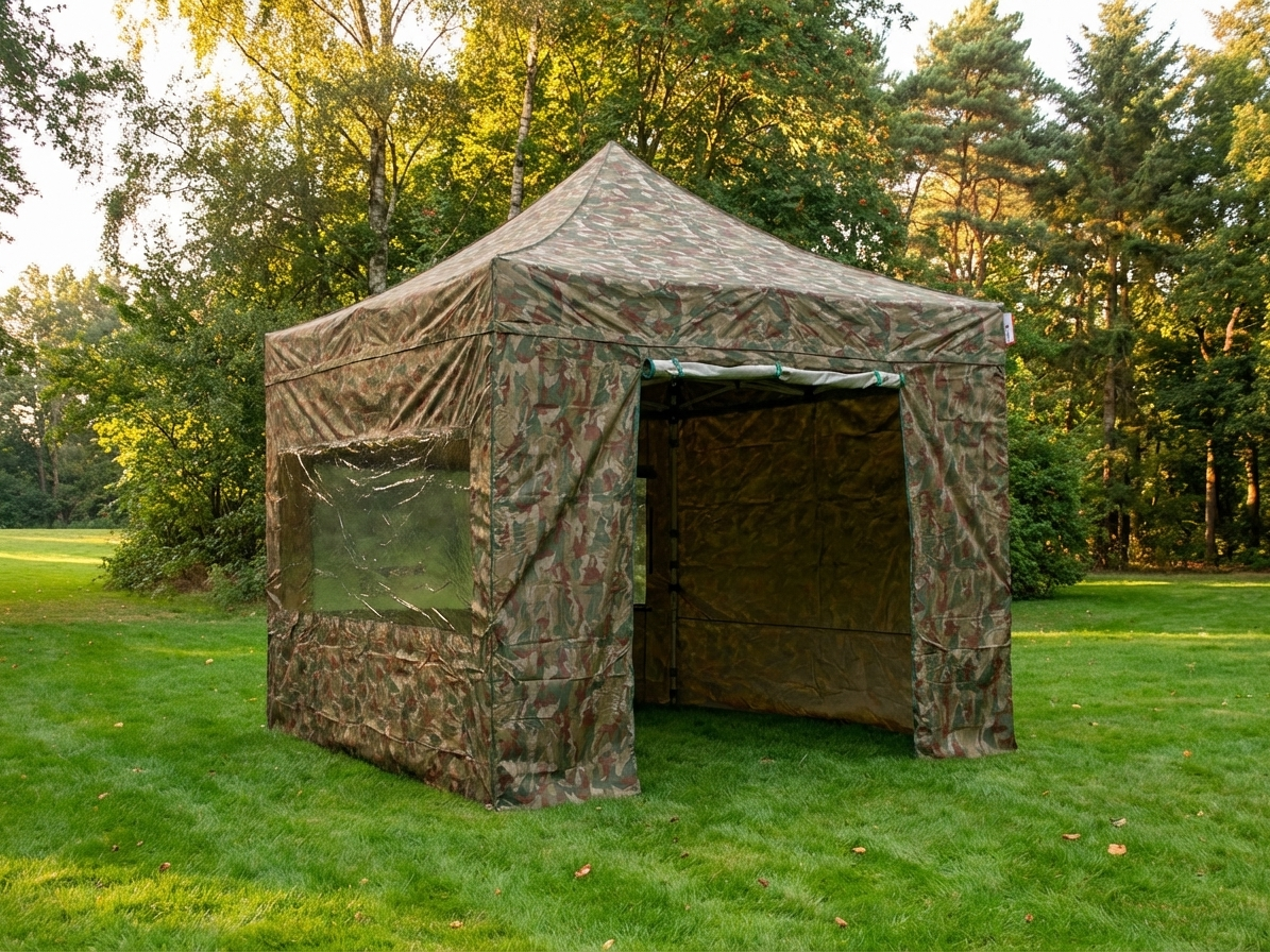 Camouflage pop up gazebo with steel frame for outdoor use