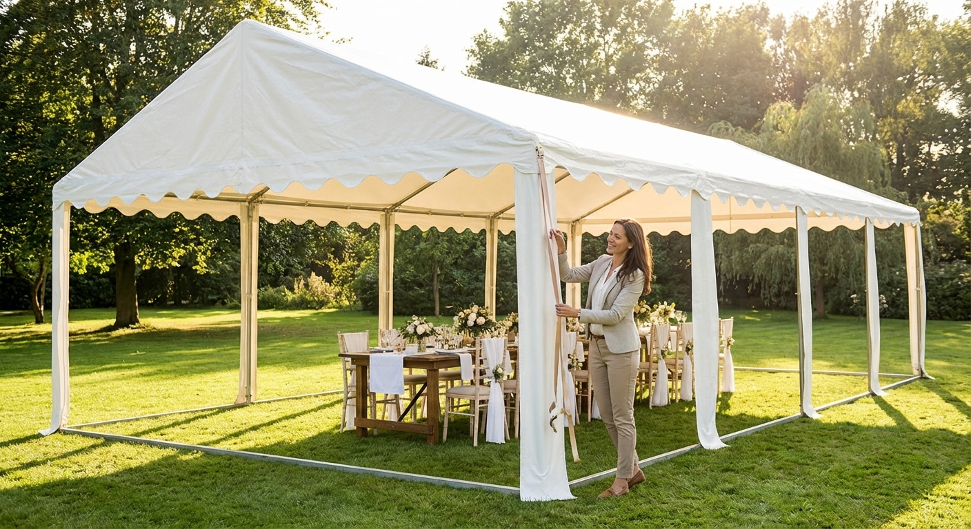 White PVC marquee roof cover 6x14m for outdoor events - view 3