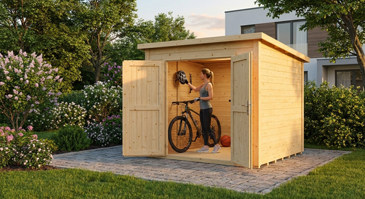 Wooden Bike Shed in Natural Finish