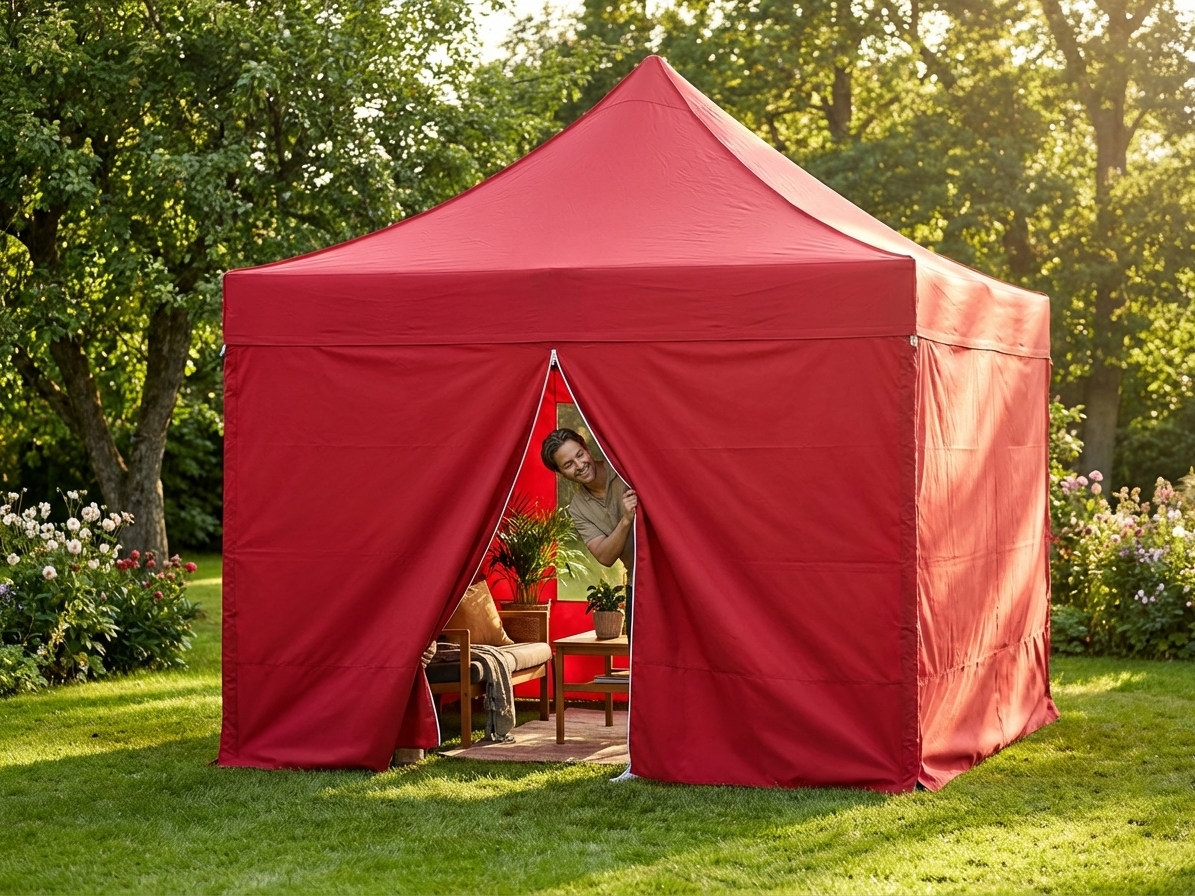 Red 4m sidewall with zipper for event tents - view 3