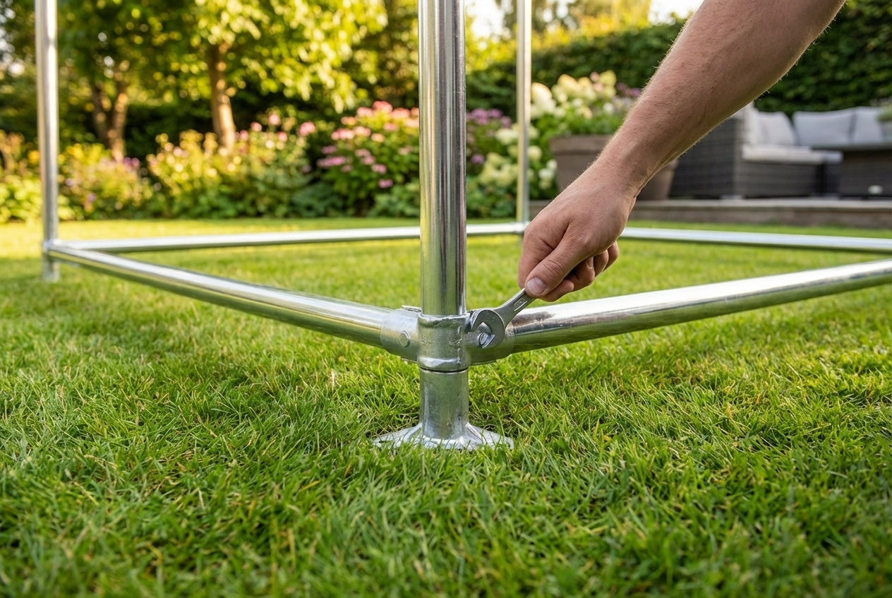 Galvanised steel ground frame for 4x8 m marquee