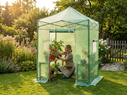 Transparent/Green 2x2m Greenhouse with Aluminium Frame - view 3